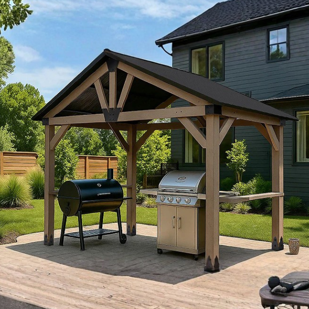 Yardtopia Oslo XL 3.6m x 2.4m BBQ/Grill Timber & Steel Gable Roof Gazebo