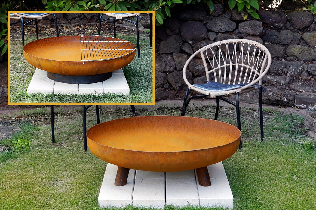 The Roma Fire Pit and Half-Grill Bundle