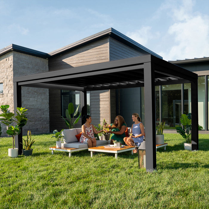 Backyard Discovery 14ft x 10ft Trenton Steel Pergola with Light Filtering Shade Canopy