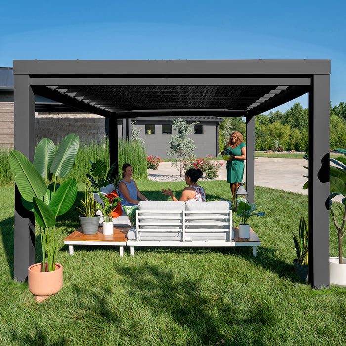 Backyard Discovery 14ft x 10ft Trenton Steel Pergola with Light Filtering Shade Canopy