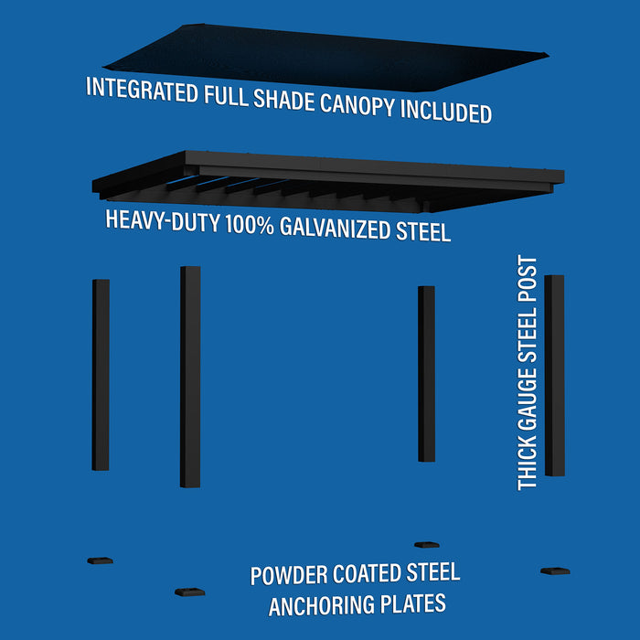 Backyard Discovery 14ft x 10ft Trenton Steel Pergola with Light Filtering Shade Canopy
