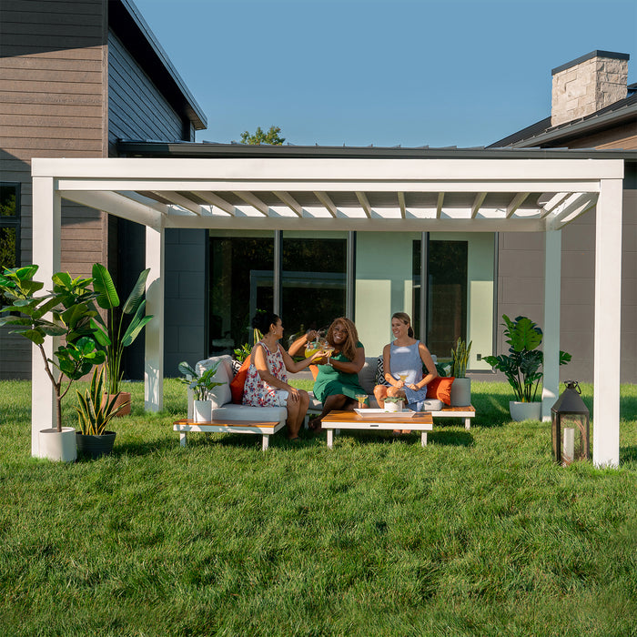 Backyard Discovery 14ft x 10ft Windham Powder-Coated Steel Pergola with UV-protected Shade Canopy