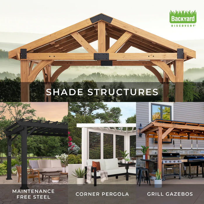 Backyard Discovery 12ft x 10ft Brindlewood Wooden Gable Roof Gazebo